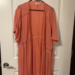 Maurices peach/pink long tie cardigan